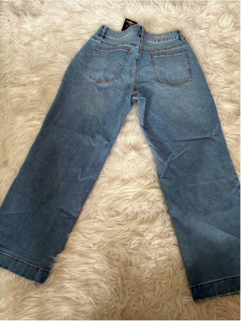 Flamingals Wash Stitch Detail Mid Rise Barrel Leg Crop Jeans M - Picture 3 of 5